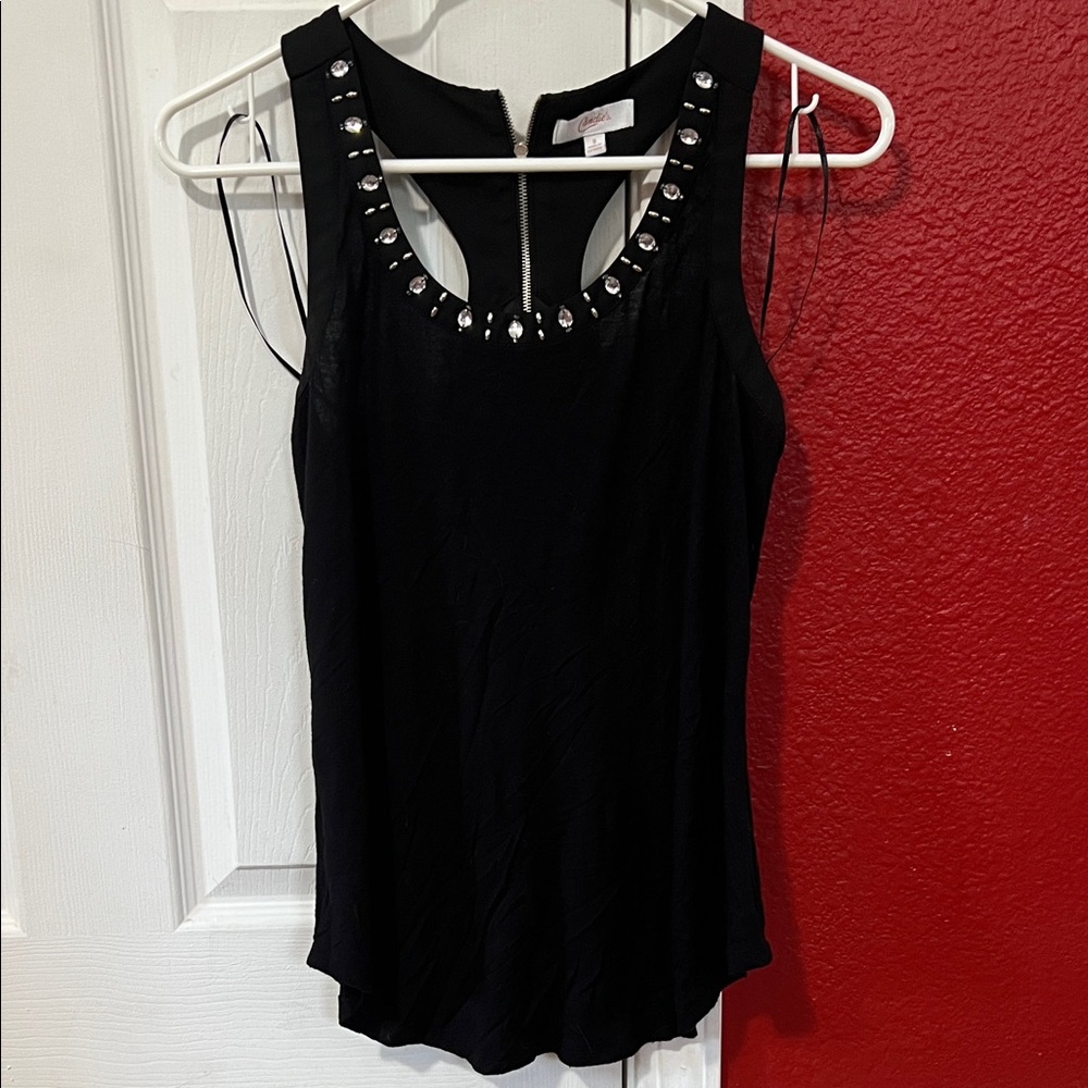 Candie's Black Tank Top with Silver Accents